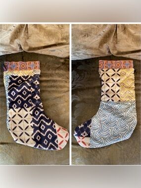 Johnny Was Boho Holiday Velvet Christmas Stocking With Embroidered Details